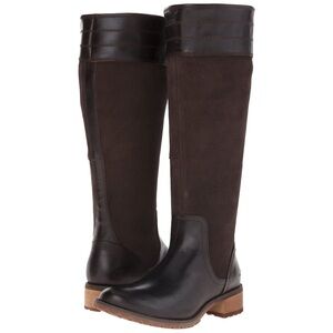 Timberland Riding Boots Brown Coffee Suede Leather Zipper Rugged Sole